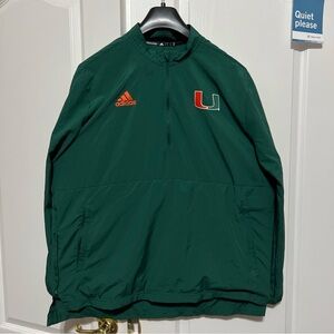 University of Miami Hurricanes Adidas Windbreaker with Logo Accents Large Men’s